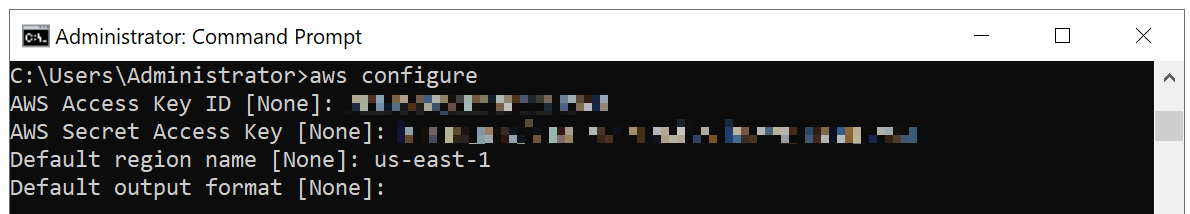 Example of AWS CLI configuration steps